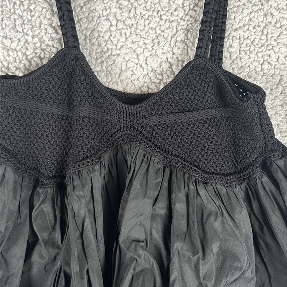 Anthropologie Bubble Crochet Crop Relaxed Black Tank Top Women’s Size XSP - Picture 8 of 16